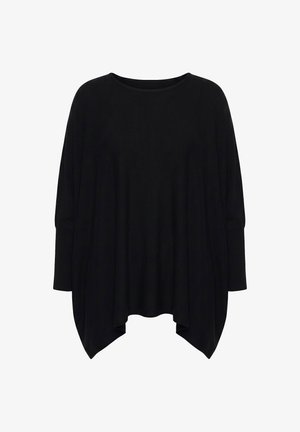 MIAMODA, STRICK-PONCHO, OVERSIZED, BREIT ÜBERSCHNITTENE SCHULTERN - Striktrøje - black