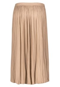 Gonna midi plissettata in beige chiaro, con vita elasticizzata e tessuto fluido per un aspetto testurizzato.