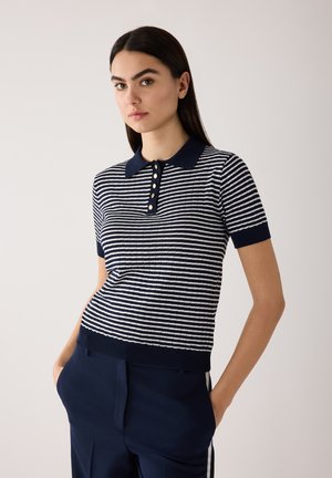 RINGEL-KURZARM - Poloshirt - dark blue/offwhite