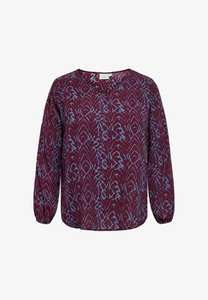 ONLY Carmakoma, CARVICA L/S V-NECK TOP WVN NOOS - Blouse - fig