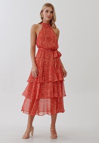 TUSSAH TONYA MIDI - Denné šaty - red lurex abstract