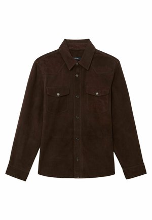 Reiss, Veste en cuir - chocolate brown