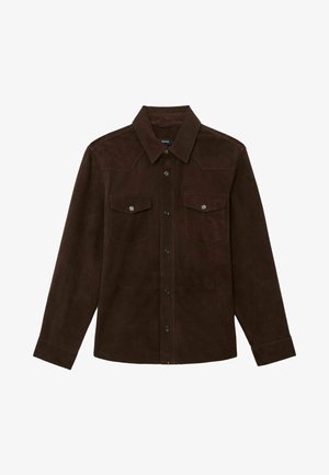 Reiss, Veste en cuir - chocolate brown