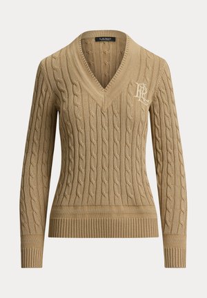 Lauren Ralph Lauren, CABLE KNIT CRICKET SWEATER - Striktrøje - birch tan