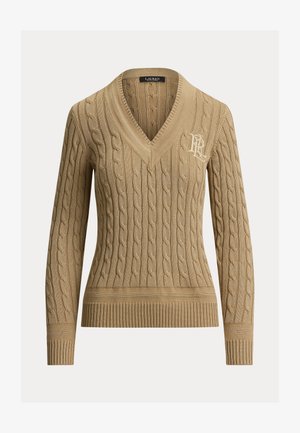 Lauren Ralph Lauren, CABLE KNIT CRICKET SWEATER - Striktrøje - birch tan