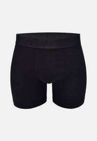 Black boxer briefs made from stretchy fabric, featuring an elastic waistband with "ALLSAINTS" embossed. Smooth texture and fitted design.