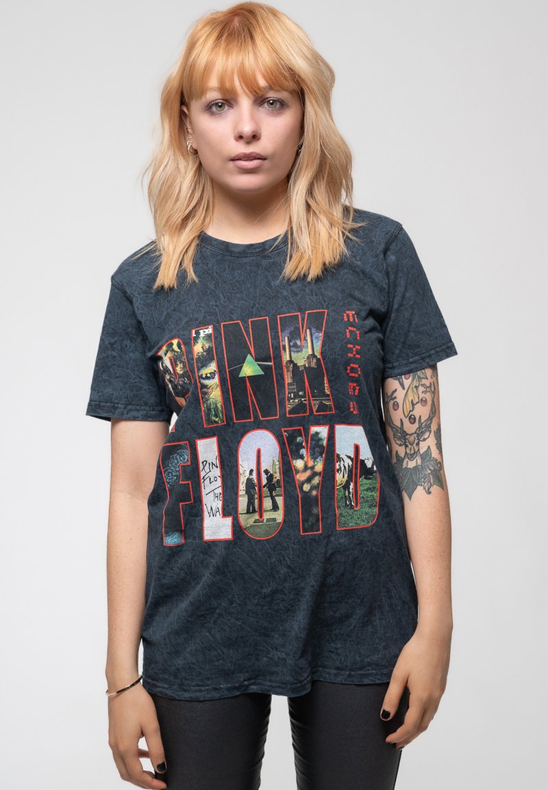 Paradiso Clothing PINK FLOYD ECHOES MONTAGE DIP DYE - Print T-shirt - black