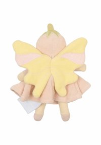Minkšto audinio lėlė su rožiniu korsetu ir geltonais drugelio sparneliais su rožiniais akcentais. Faktūruota sijonas ir galūnės pastelinėmis spalvomis.