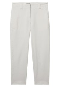 Pantalons crème en coton. Dotés d'une coupe droite, de deux poches avant et d'une taille avec passants de ceinture.