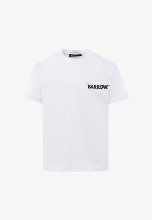 Witte katoenen T-shirt met korte mouwen, met zwart "BARROW" logo op de linkerborst. Ronde hals, minimalistisch ontwerp.