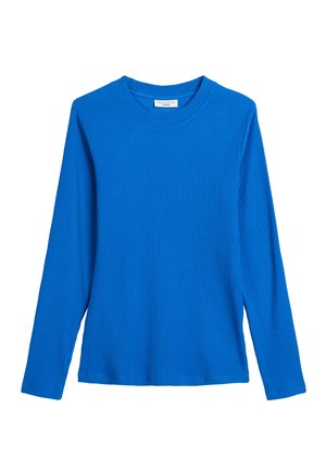 Langärmelig T-shirt met ribstructuur in felblauw. Voorzien van een ronde halslijn en een ontspannen pasvorm. Gemaakt van zacht, rekbaar materiaal.