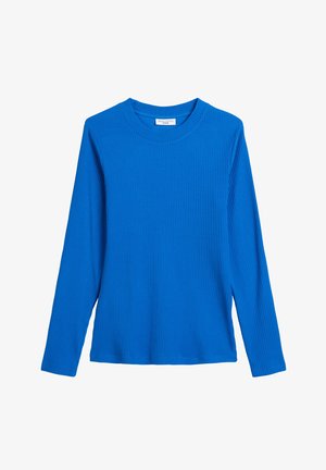 Langärmliges, geripptes T-Shirt in leuchtendem Blau. Verfügt über einen Rundhalsausschnitt und eine lockere Passform. Hergestellt aus weichem, dehnbarem Stoff.