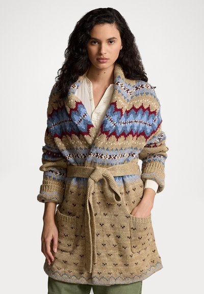 Polo Ralph Lauren WOOL-BLEND SHAWL CARDIGAN - Casaco de malha - tan multi