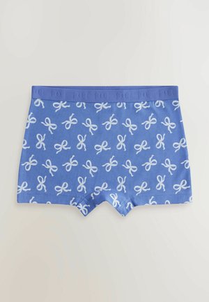 Boxer in cotone blu con motivi a fiocco bianchi, dotati di una cintura solida e di una vestibilità sagomata. Morbido al tatto con una finitura liscia.