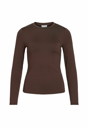 VILA, LONG SLEEVED TOP VIKENZA ROUND NECK - T-shirt à manches longues - coffee bean