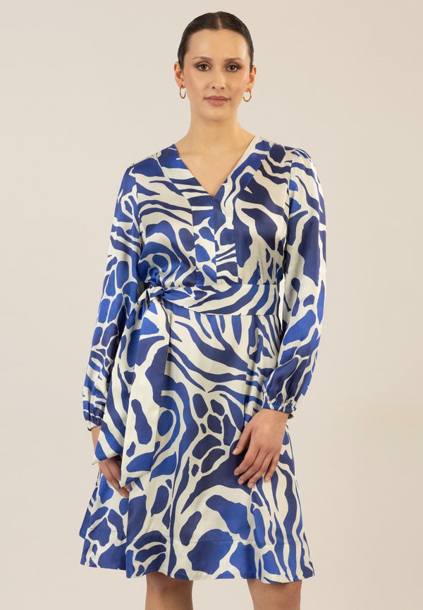 KURZES - Freizeitkleid - royalblau creme