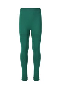 Gröna träningsleggings i elastiskt material. Har en åtsittande design, ribbat midjeband och texturerade paneler på sidorna.