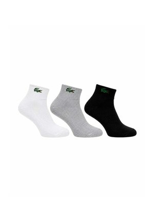 Lacoste, LACOSTE ANKLE SOCKS UNISEX ADULT BLANC/ARGENT 3 PACK - Calze - white and grey