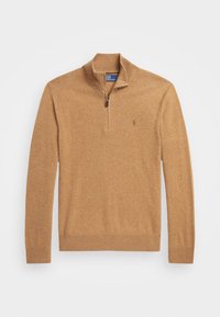 WOOL QUARTER-ZIP JUMPER - Pullover - latte brown heather