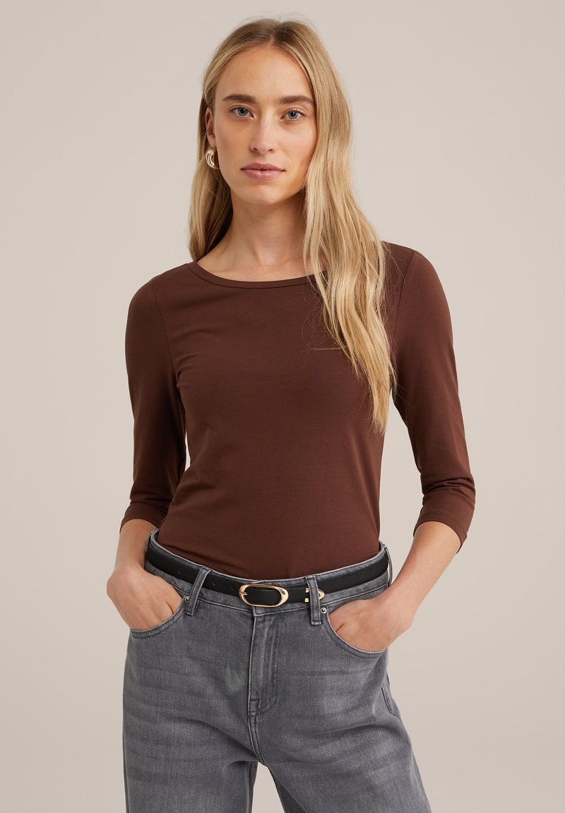 WE Fashion THREE-QUARTER SLEEVE - Hosszú ujjú felső - brown