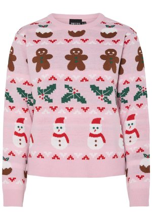 Pieces PCJOLLY XMAS O NECK PULLOVER - Džemper - prism pink