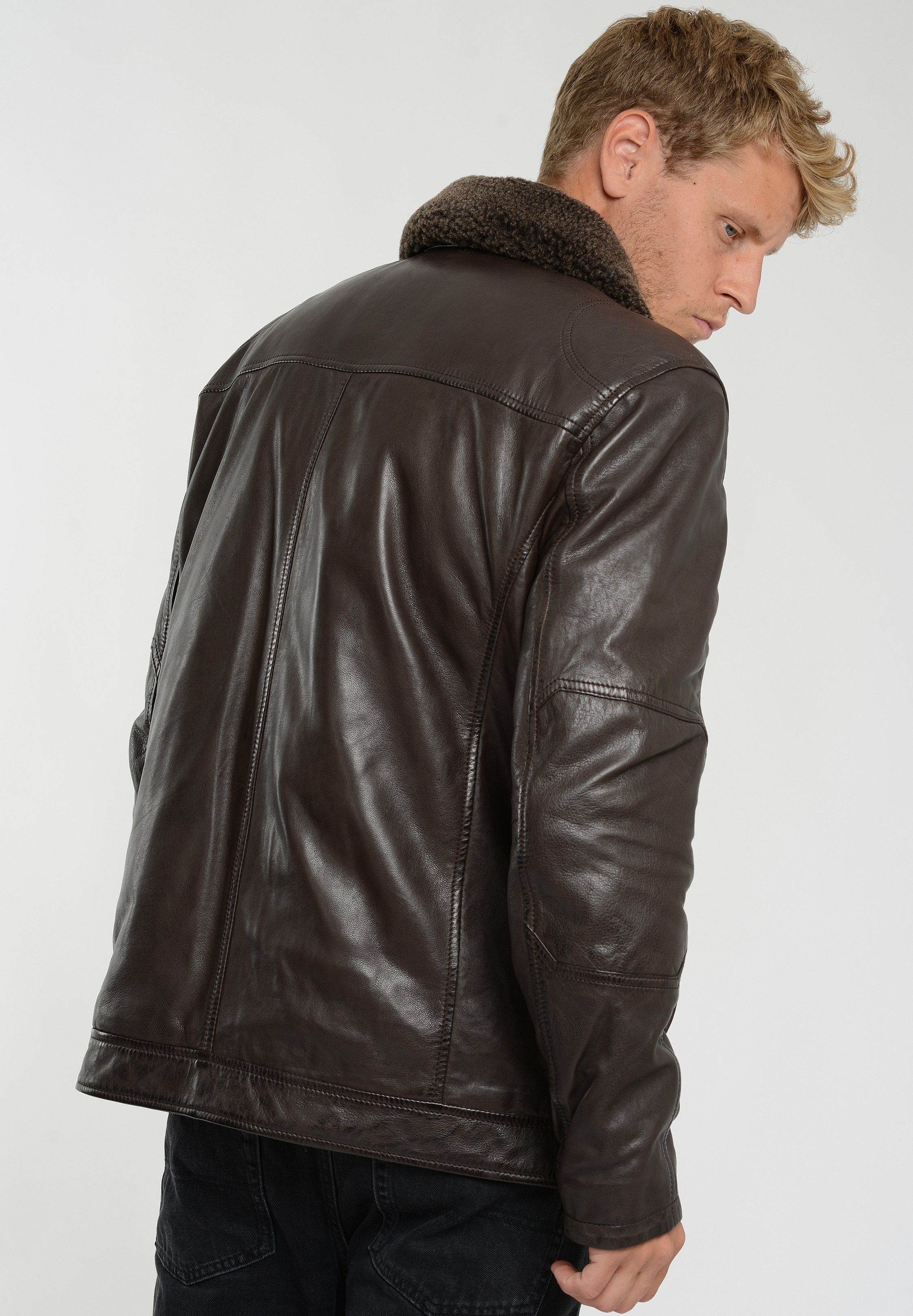 JCC Leather jacket - dark brown - Zalando JCC Leather jacket - dark brown - Zalando