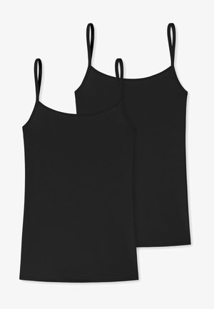 Camicette nere in confezione da due, con spalline sottili, una texture liscia e un design semplice a taglio dritto.