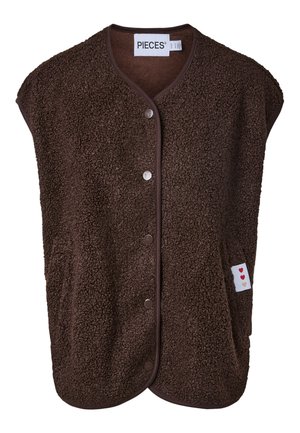 Pieces, VEST PCKATTY TEDDY - Vest - hot fudge