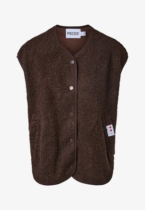 Pieces, VEST PCKATTY TEDDY - Vest - hot fudge