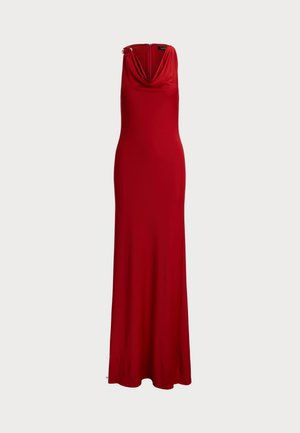Lauren Ralph Lauren ELKANAH RING TRIM JERSEY COWLNECK GOWN - Galajurk - madison red