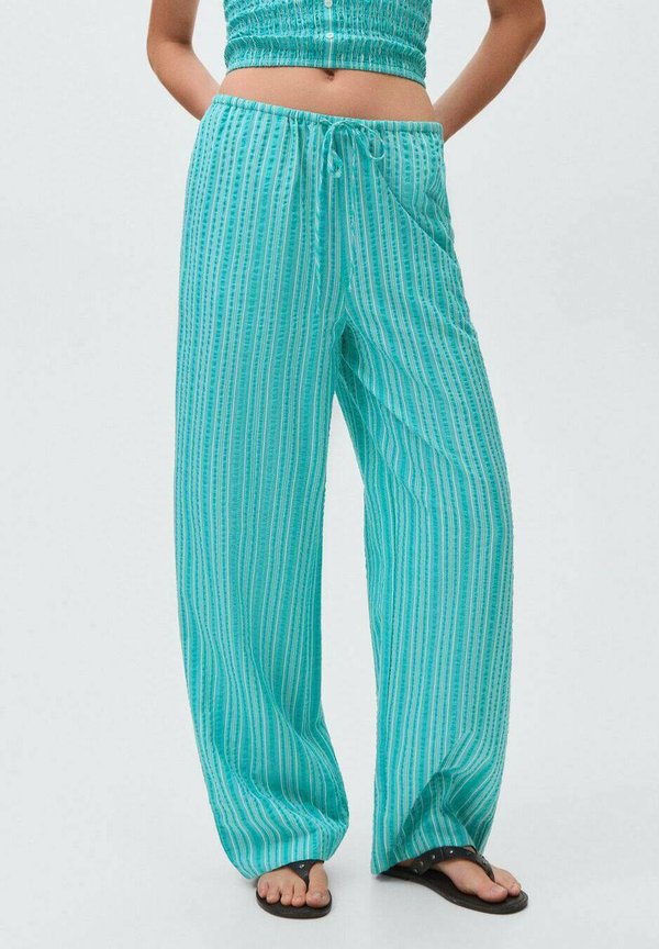 PRUHOVANÉ S VÁZAČKOU - Trousers - turquoise2