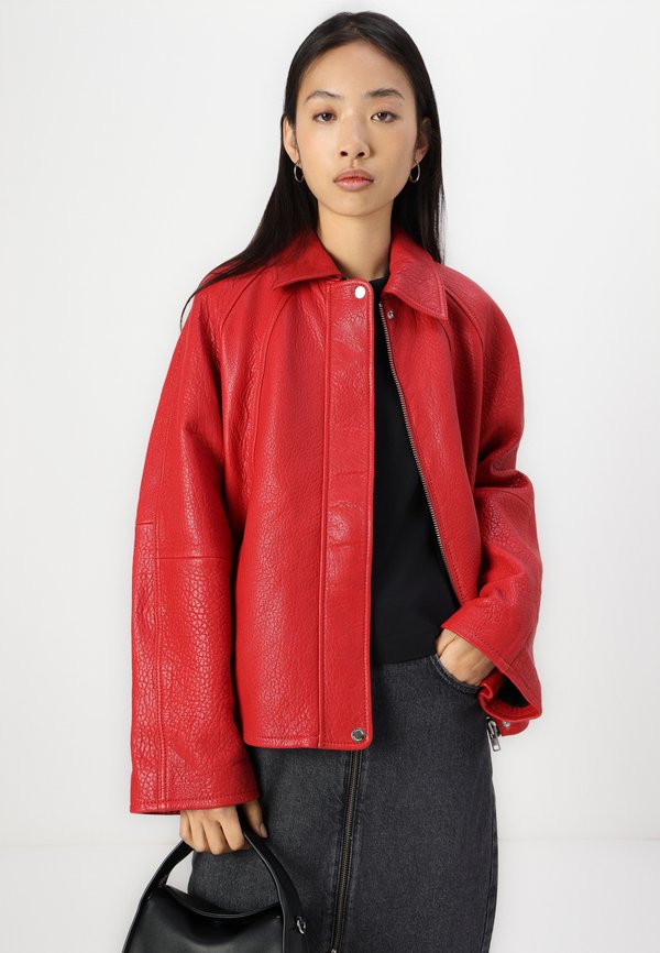 SANOK JACKET - Leather jacket - scarlet sage3