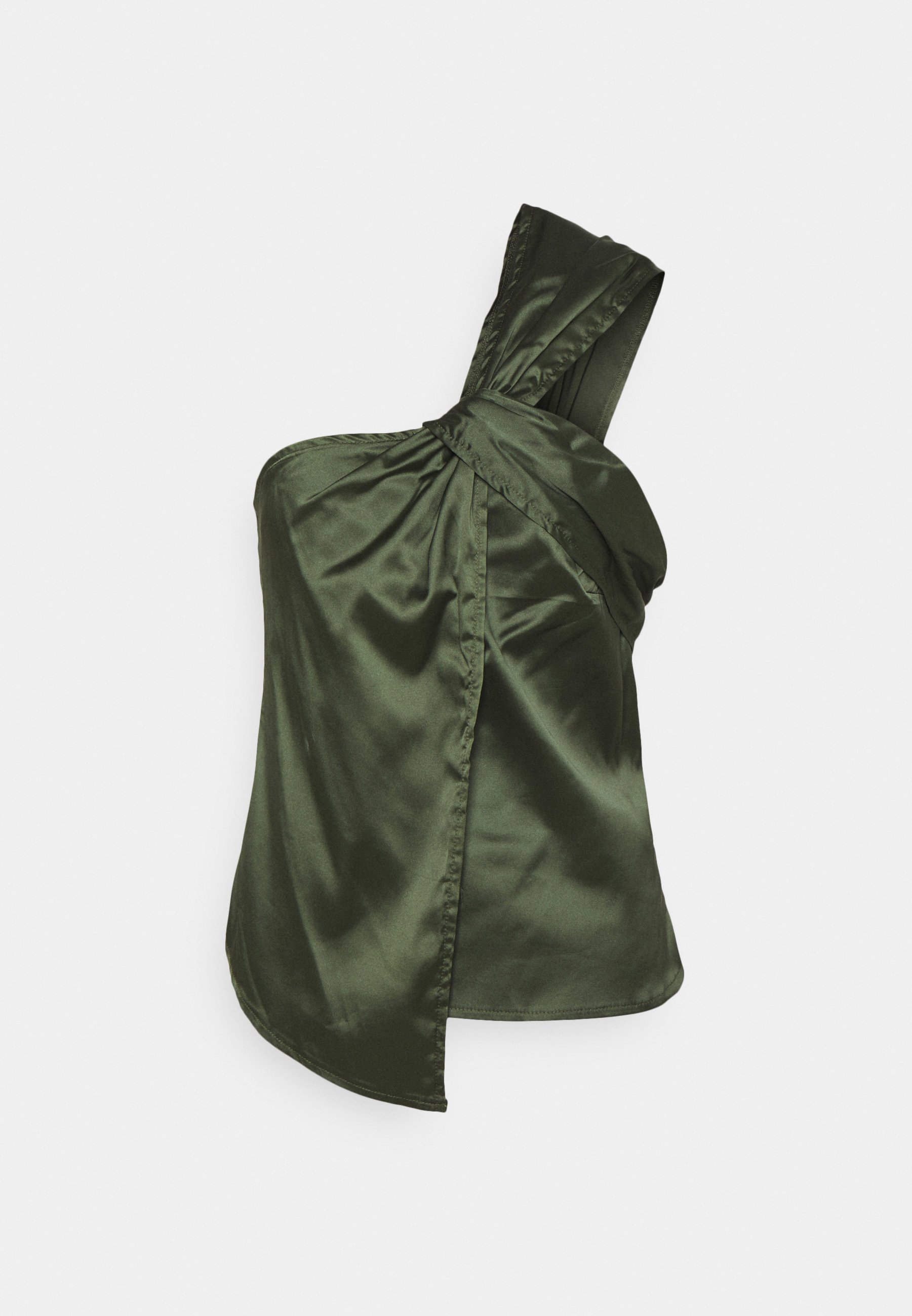 Missguided SATIN ONE SHOULDER - Top - green/grün