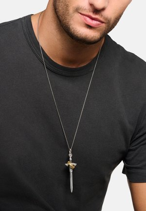 THOMAS SABO, ANHÄNGER SCHWERT MIT KRONE UNISEX - Anhänger - schwarz, gelbgoldfarben, silberfarben