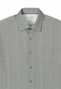 Grau karierte Hemd aus Jersey-Material, mit klassischem Kragen und fünf Knöpfen vorne. Größe 40.