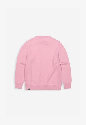 Rosa Baumwoll-Sweatshirt mit geripptem Rundhalsausschnitt, Bündchen und Saum; zeichnet sich durch eine glatte Oberfläche und ein minimalistisches Design ohne zusätzliche Muster aus.