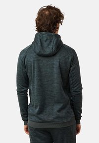 Hooded sweatshirt in dark grey, featuring a textured fabric, a regular fit, ribbed cuffs and hem, and raglan sleeves for enhanced movement.