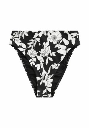 FLORAL HIGH WAIST  - Bikinibroekje - black ecru floral
