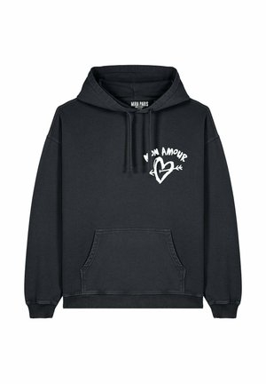 MON AMOUR EMBROIDERY VINTAGE - Felpa con cappuccio - black denim