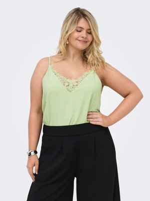 ONLY Carmakoma CARMETTA LIFE MIX LACE SINGLET WVN - Débardeur - laurel green