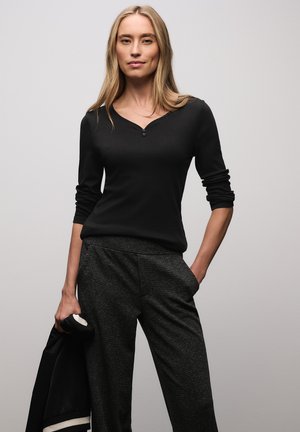 MIT KNOPFDETAIL - Langærmet T-shirt - schwarz