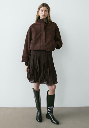 ASYMMETRICAL RUFFLED - Gonna a campana - dark brown