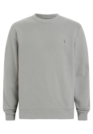 Felpa grigia in misto cotone; presenta un colletto rotondo, polsini e orlo ribattuti, e un piccolo ricamo del logo sul petto.