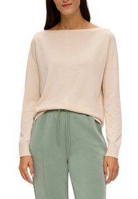 s.Oliver MIT ZIERNAHT - Strickpullover - beige