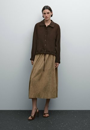 Massimo Dutti FLOWING - Bomber Jacket - dark brown