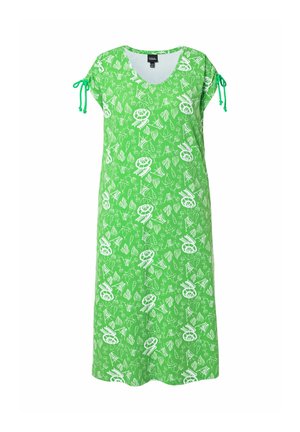 Ulla Popken, MIDIKLEID, A-LINIE, RUNDHALS, RAFFBAND, ÄRMELLOS - Jerseykleid - grass green
