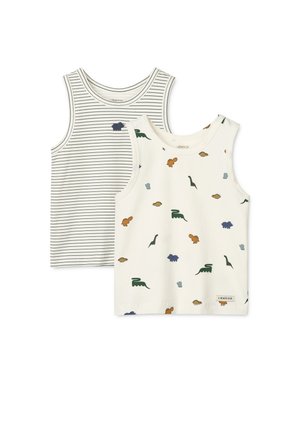 Liewood FARIS UNISEX 2 PACK - Undershirt - mini dinosaurs creme/stripe