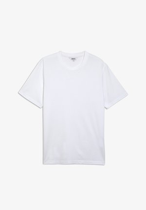 Witte katoenen t-shirt met korte mouwen, een klassieke ronde hals en een recht model. Kenmerkt zich door minimale stiksels en geen extra patronen of accenten.