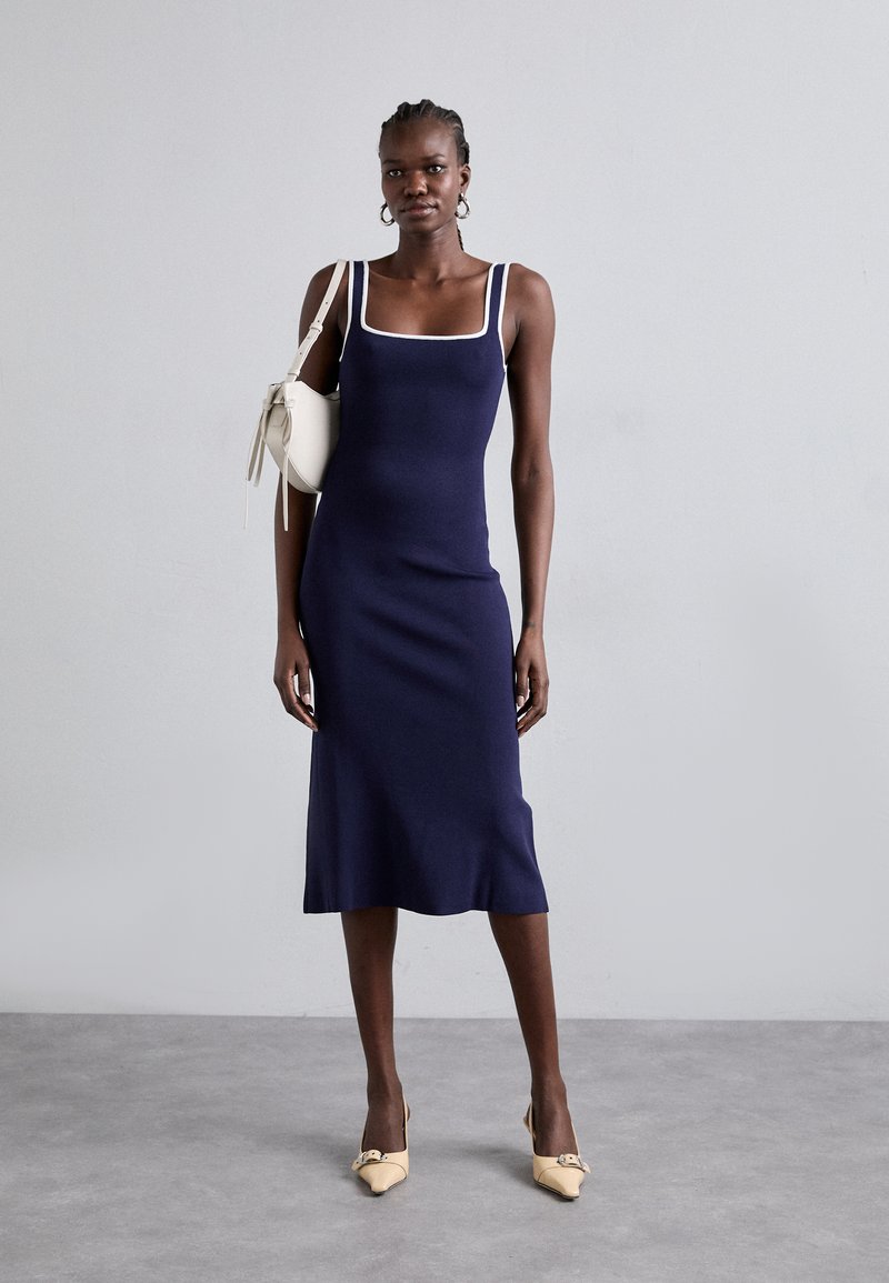 STAUD PAITYN DRESS - Jersey dress - navy/white/dark blue - Zalando