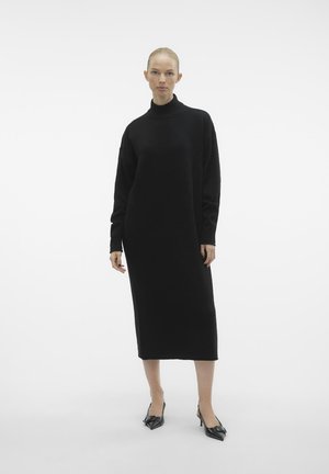 Vero Moda VMKADEN HIGHNECK CALF DRESS - Svetríkové šaty - black